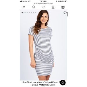 Petite Striped maternity dress - Pink Blush, Small